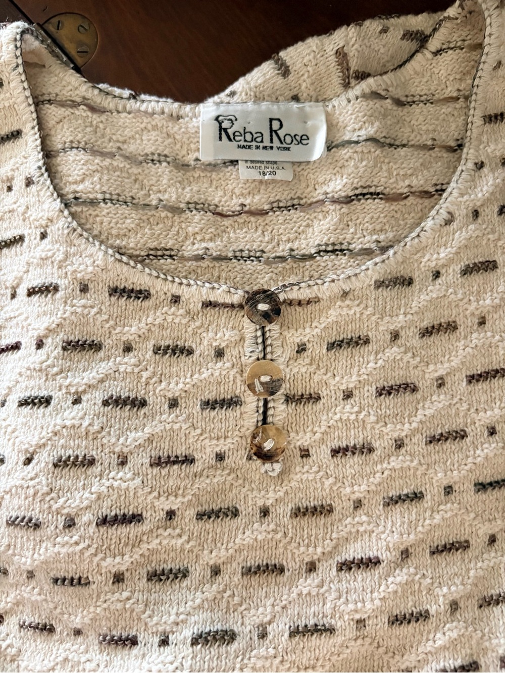 Vintage Reba 100% Cotton Short‎ Sleeve Textured Knit Sweater | Plus Size 18/20